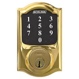 7schlage_connect-smart-deadbolt-with-camelot-trim-z-wave-plus-enabled_bright_brass_front