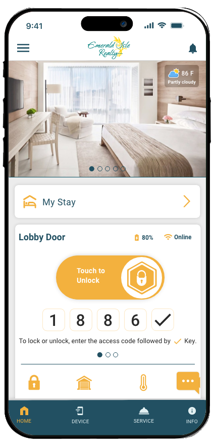 Guest completing contactless check-in and keyless entry with Lynx